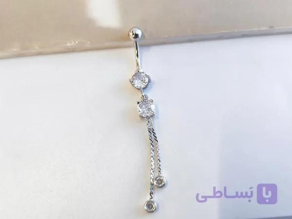 پیرسینگ ناف آویز بلند نگینی کد 10907