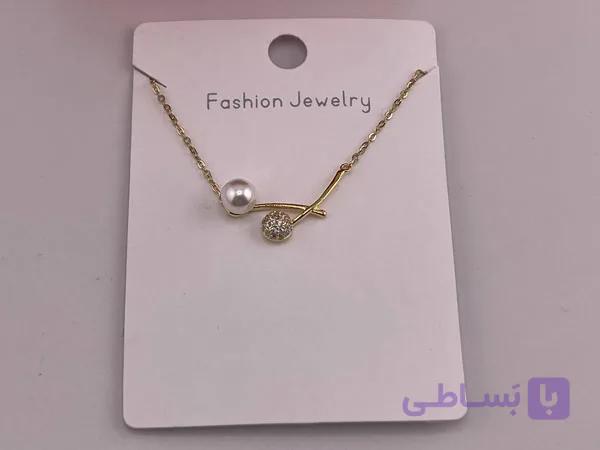 گردنبند ظریف مرواریدی و پرنگین — تصویر 1