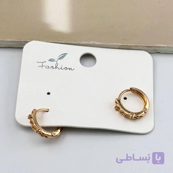 گوشواره حلقه‌ای طلایی ژوپینگ باریک با جزئیات طلایی — تصویر 1