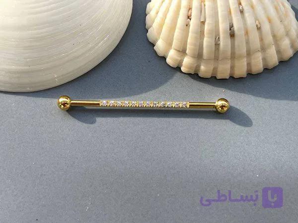 پیرسینگ محوری نگینی طلایی — تصویر 1