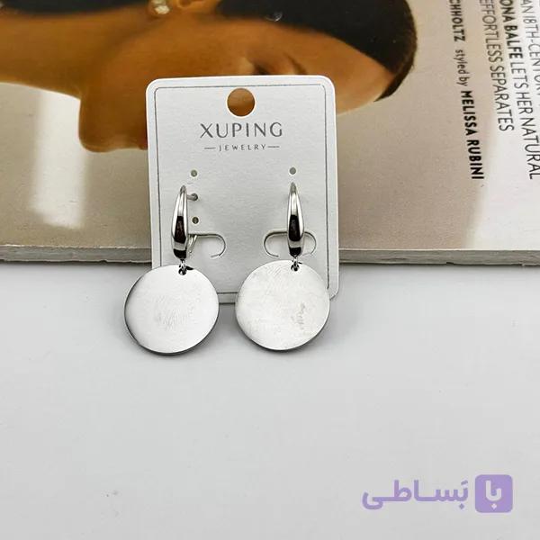 گوشواره نقرهای گرد مات و براق ژوپینگ