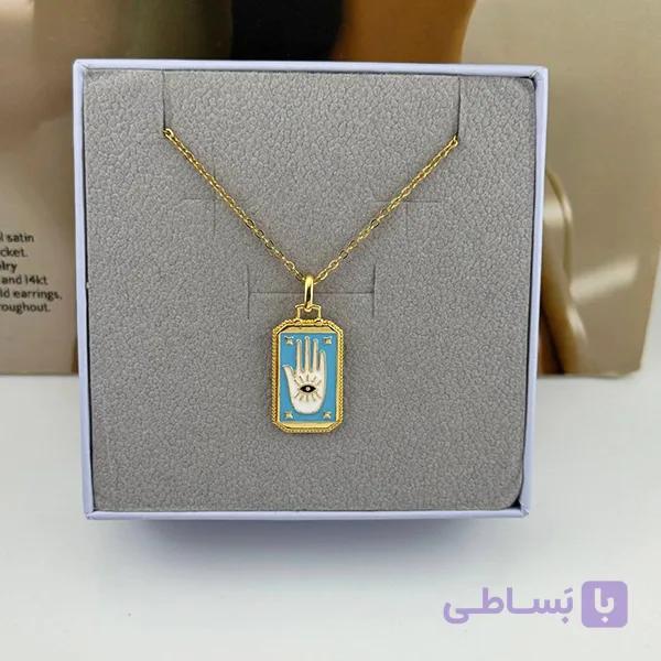گردنبند چشم نظر و دست آبی — تصویر 1