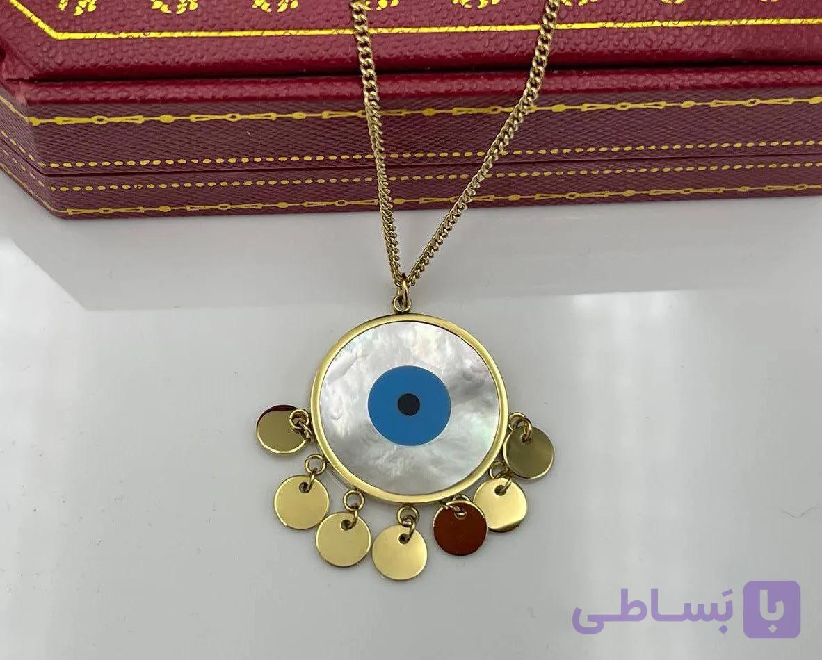 گردنبند چشم نظر سکه ای صدف دار — تصویر 1