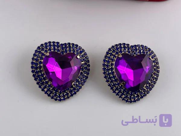 گوشواره کریستال بنفش دورنگین — تصویر 1