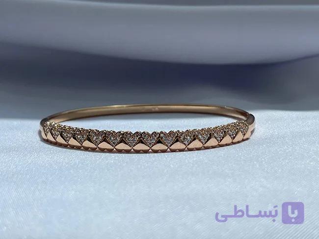 دستبند فول نگین کاری قلبی — تصویر 1