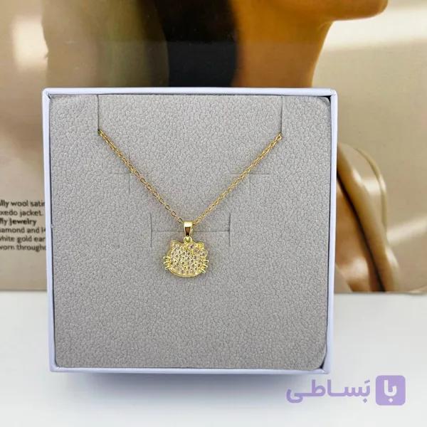 گردنبند دخترانه گربه نگینی فانتزی — تصویر 1