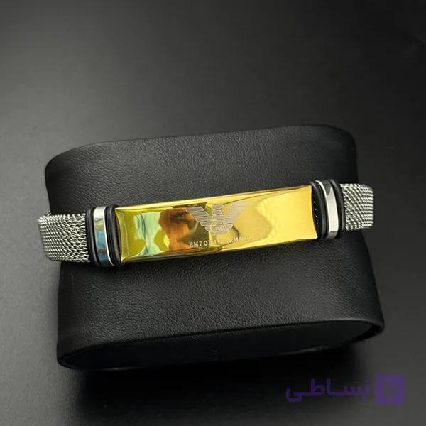 دستبند مردانه استیل طلایی برند امپریو آرمانی — تصویر 1
