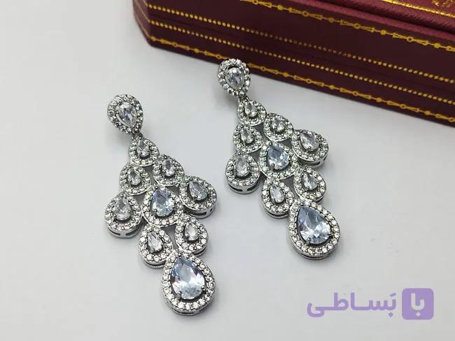 گوشواره فوق لوکس مجلسی نگین اشک کد Gh27 — تصویر 1