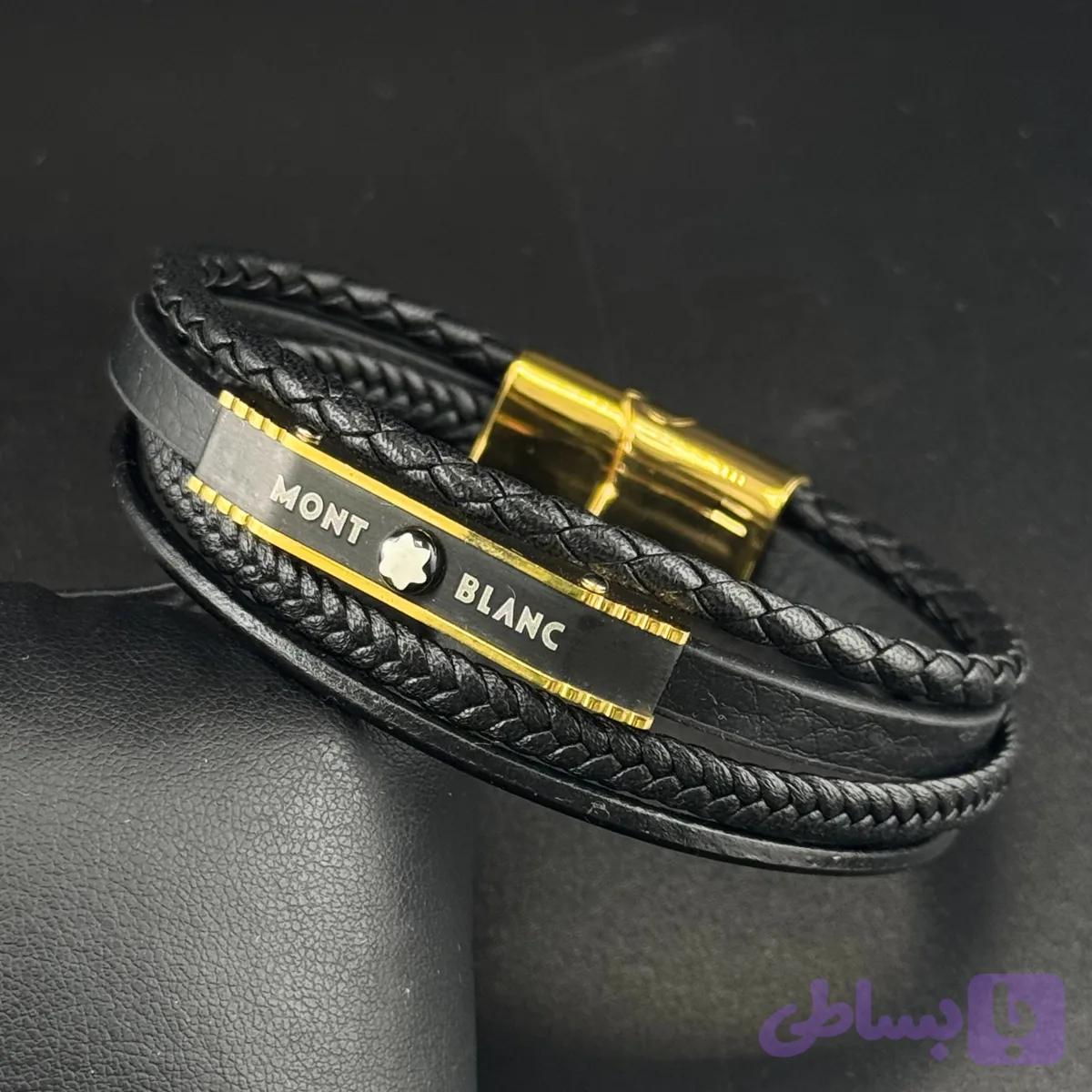 دستبند مردانه چرمی چندلایه طرح Montblanc — تصویر 1