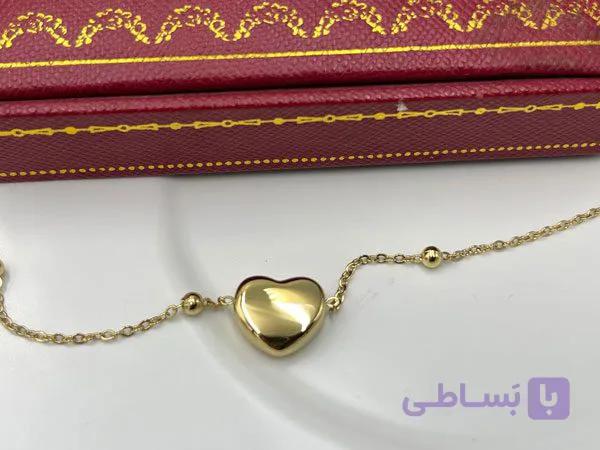 دستبند زنانه قلب با زنجیر ظریف — تصویر 1