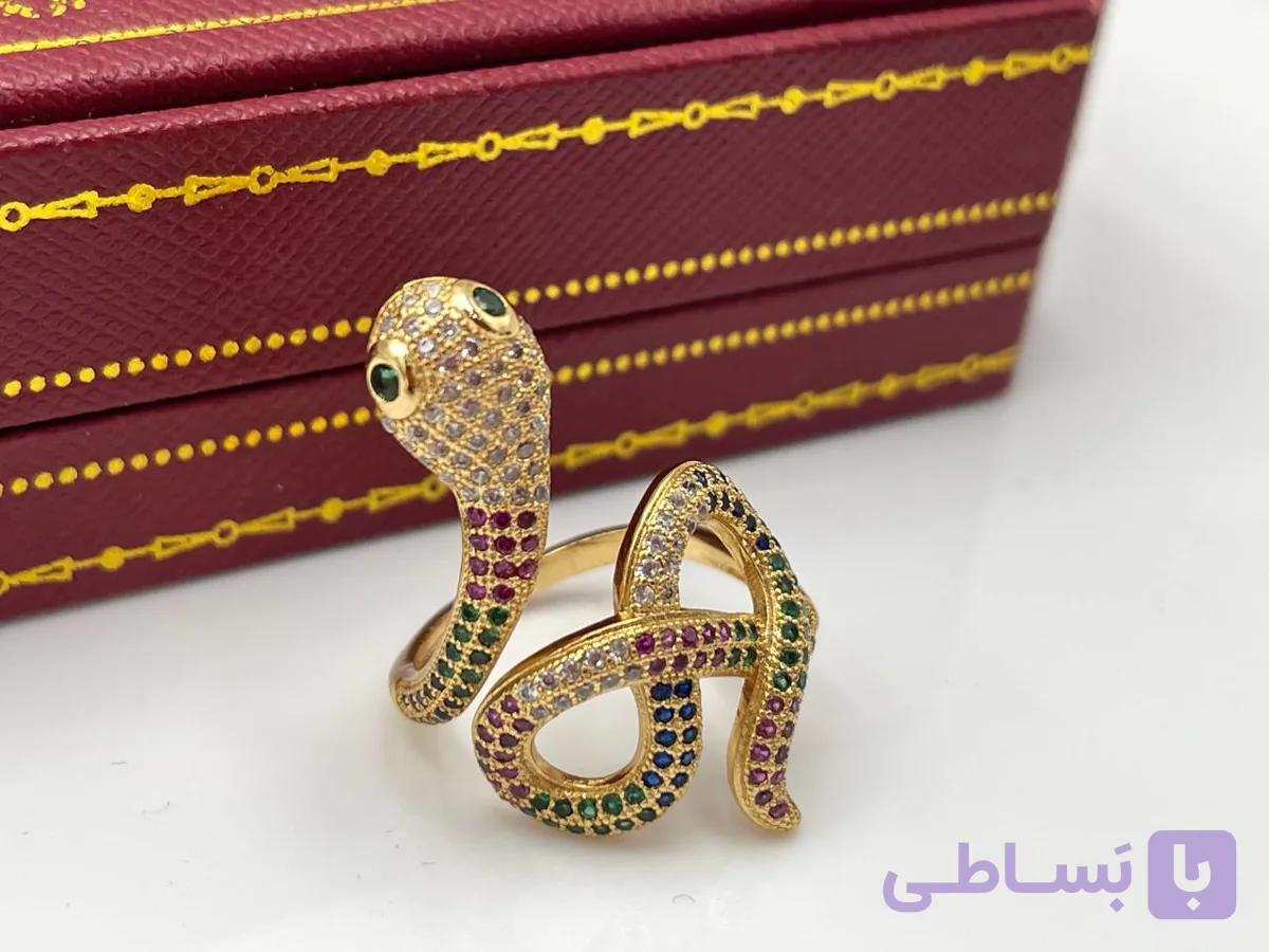 انگشتر مار نگین کاری — تصویر 1