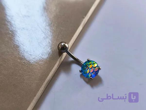 پیرسینگ ناف پولکی استیل — تصویر 1