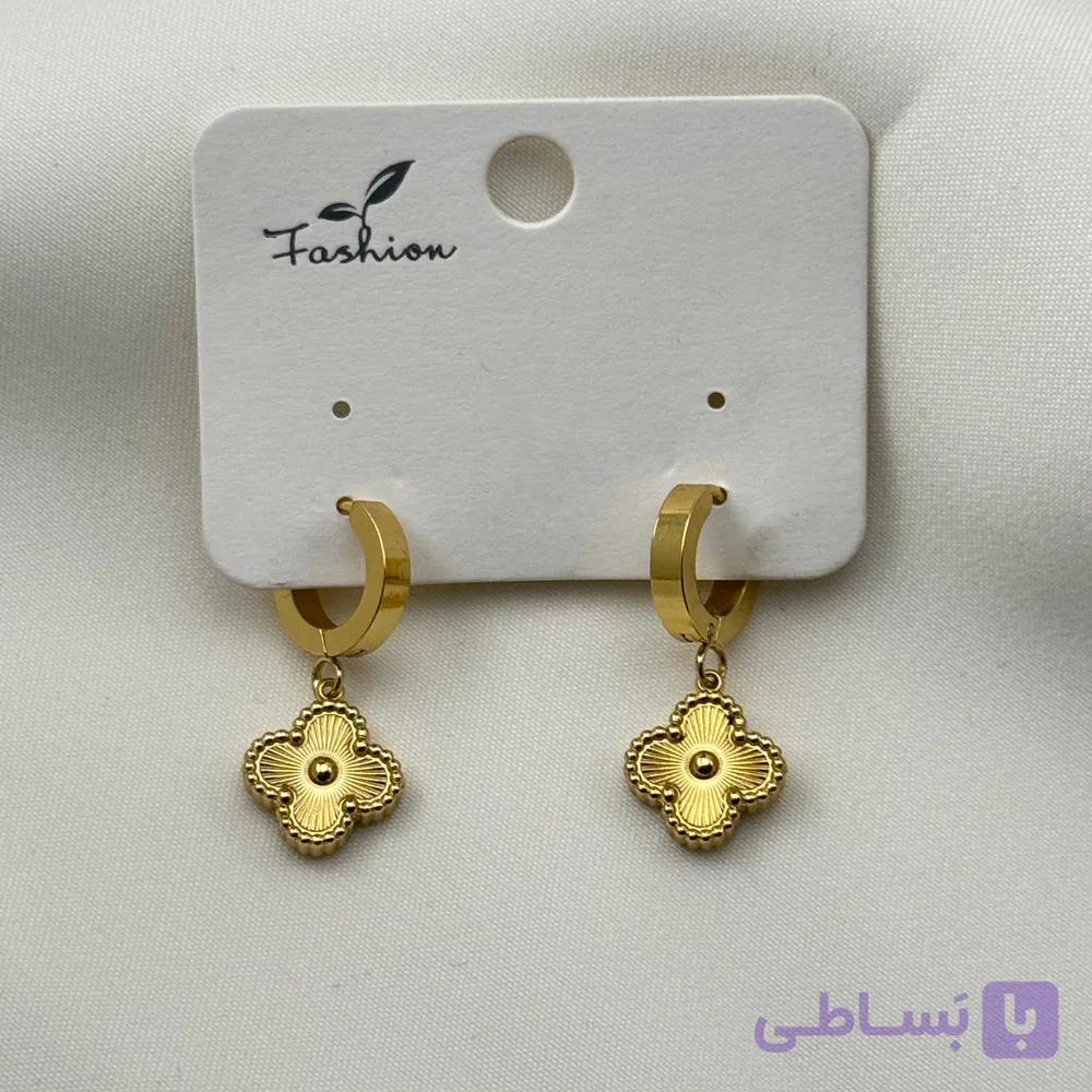 گوشواره حلقه‌ای ونکلیف طلایی تراش — تصویر 1