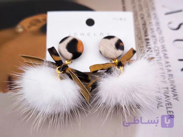 گوشواره توپی پلنگی زنانه رنگ ثابت کد 11204 — تصویر 1