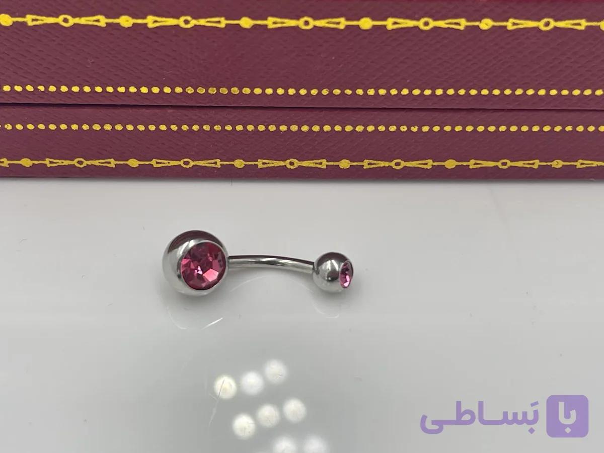 پیرسینگ ناف کریستال صورتی