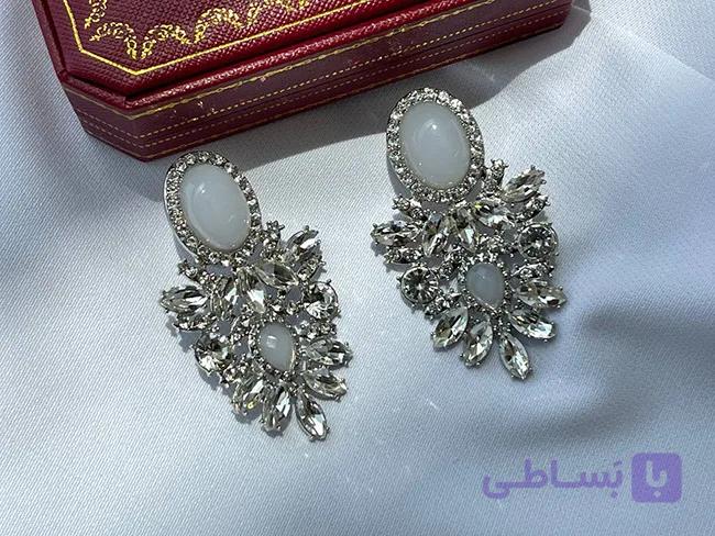 گوشواره کریستال مجلسی استیل — تصویر 1