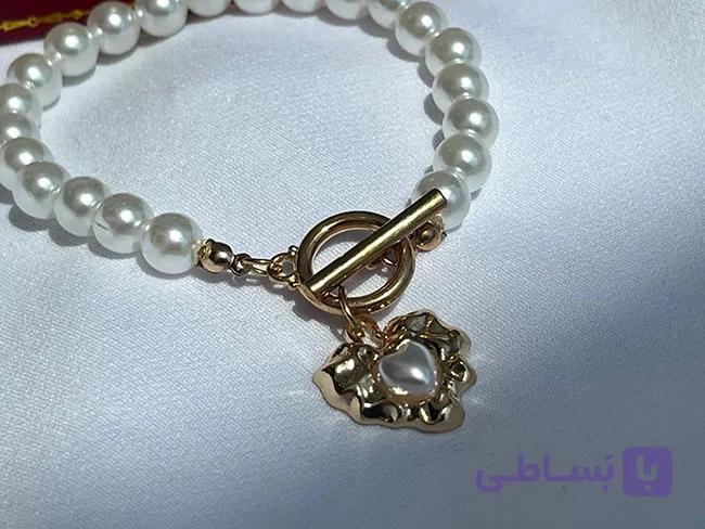 دستبند قلب و مروارید — تصویر 1