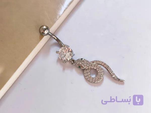 پیرسینگ مار ناف نگینی استیل — تصویر 1