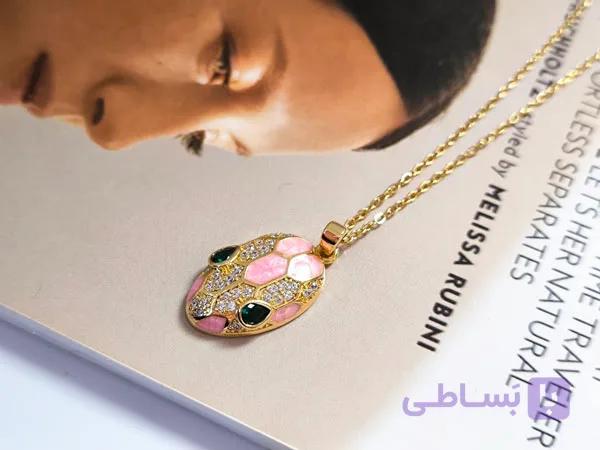 گردنبند دخترانه مار صورتی — تصویر 1