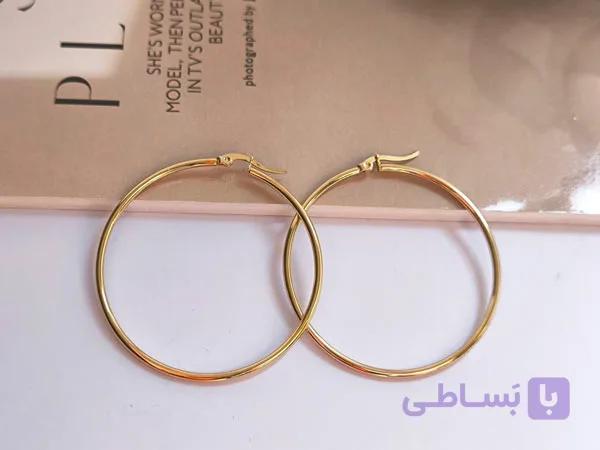 گوشواره حلقه ای بزرگ استیل رنگ ثابت — تصویر 1