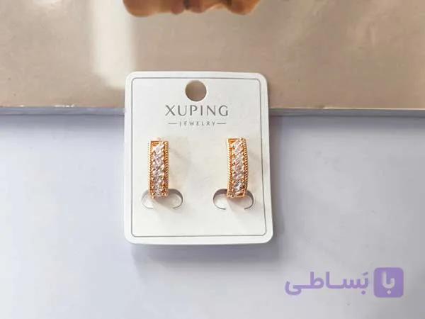 گوشواره حلقه ای نگینی زنانه ژوپینگ کد 10596 — تصویر 1