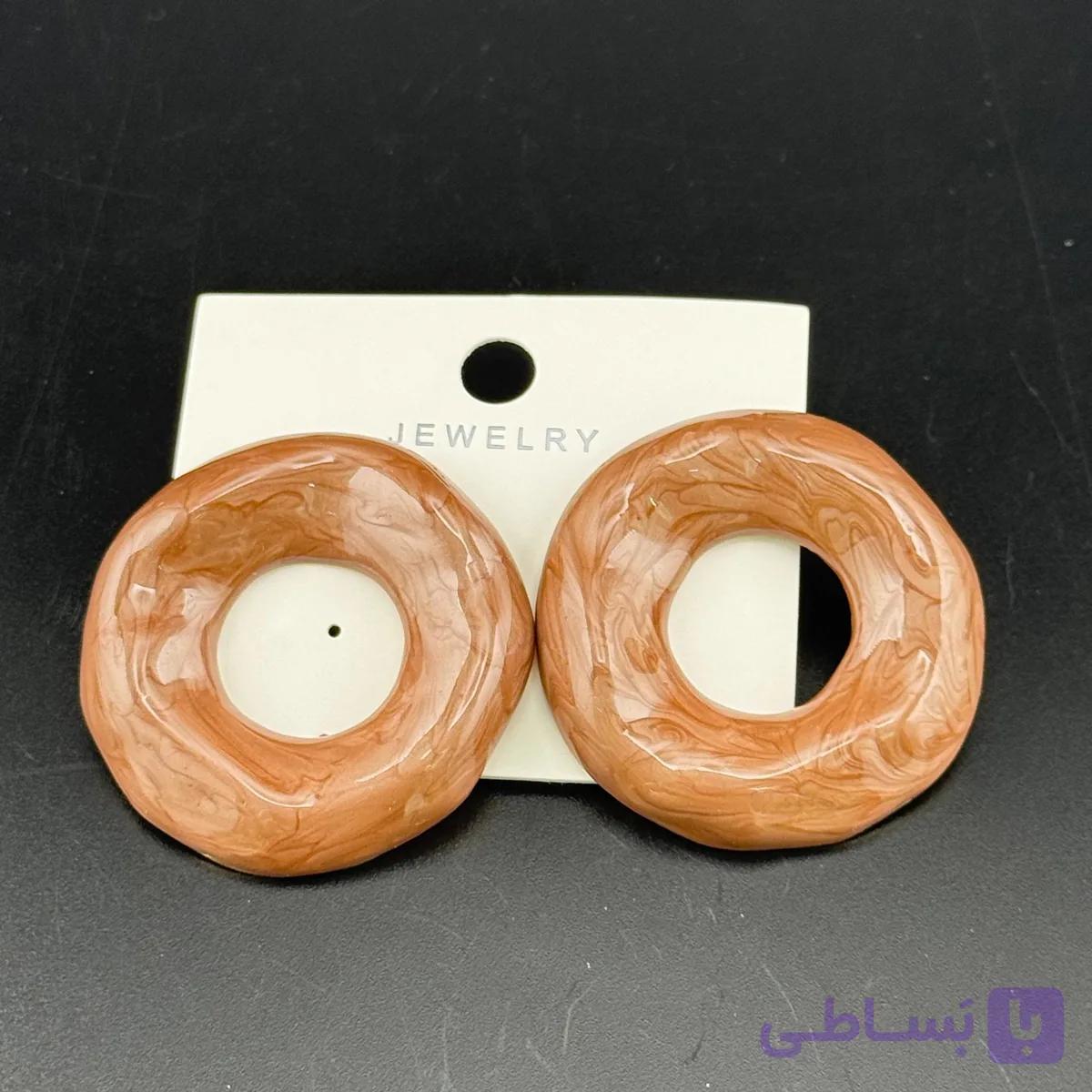 گوشواره دایره‌ای توخالی قهوه‌ای روشن