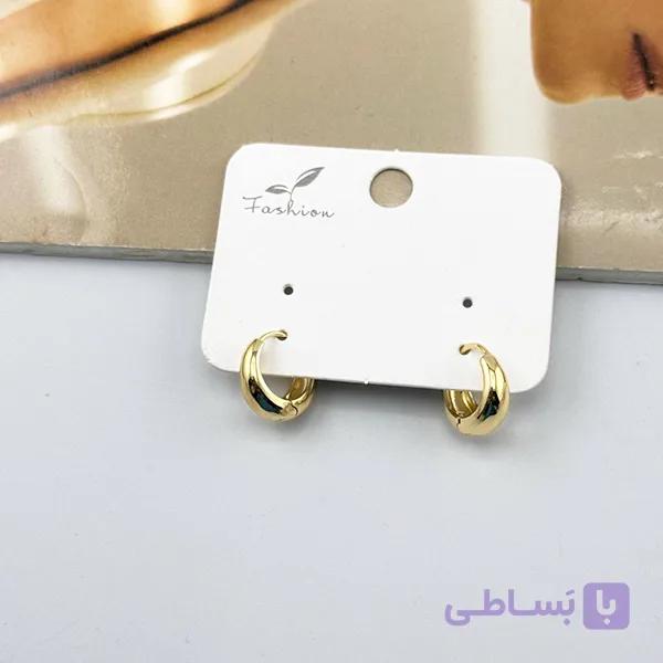 گوشواره حلقه‌ای ژوپینگ مینیمال طلایی صیقلی — تصویر 1