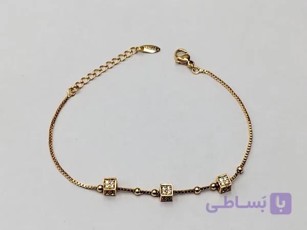 دستبند مکعبی ظریف نگین دار — تصویر 1