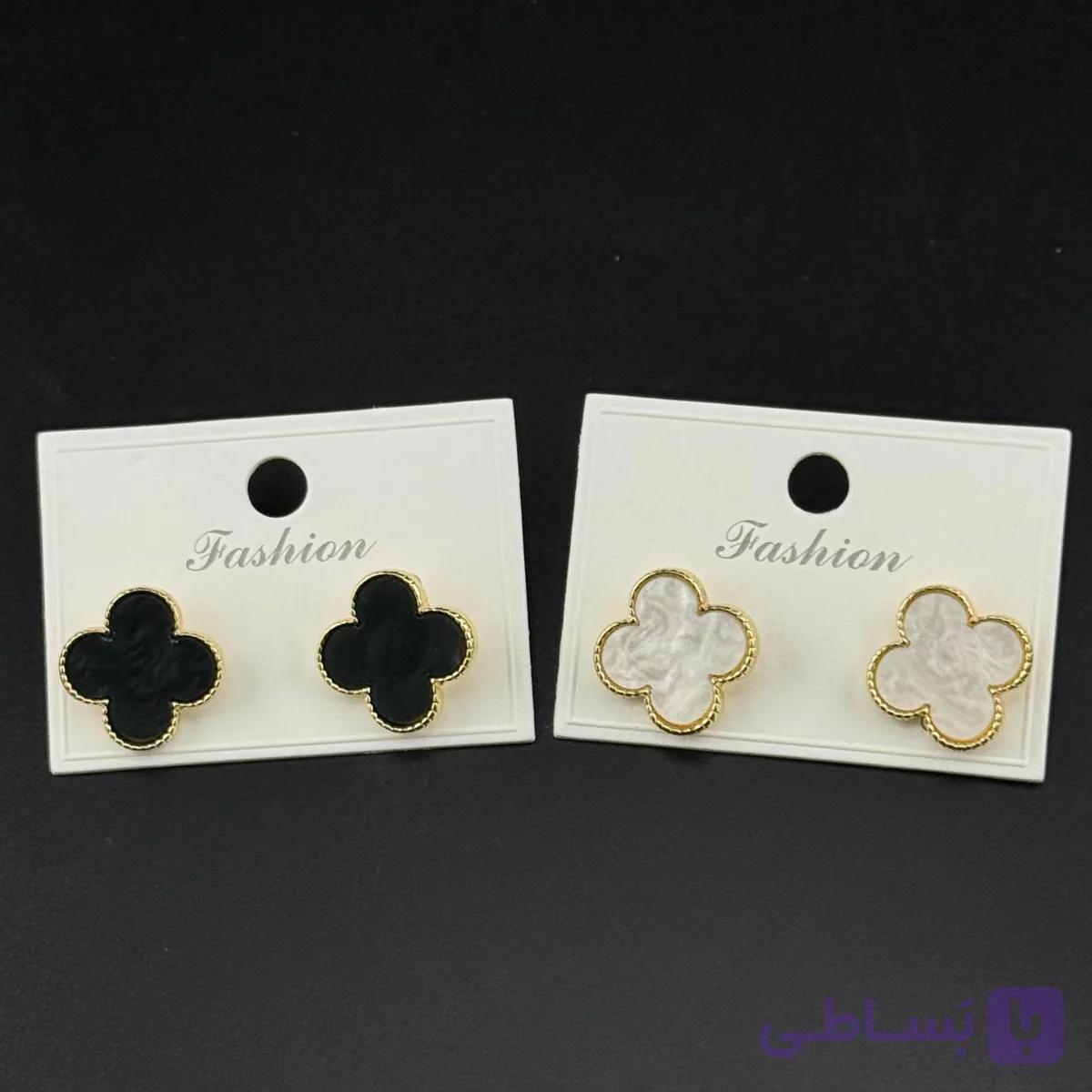 گوشواره ونکلیف در دو رنگ مشکی و سفید — تصویر 1