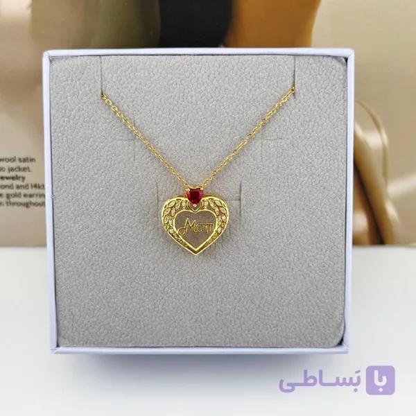 گردنبند مادر با طرح قلب طلایی کد 10446 — تصویر 1