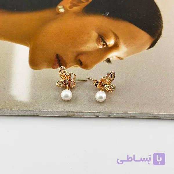 گوشواره ژوپینگ طرح زنبور و مروارید