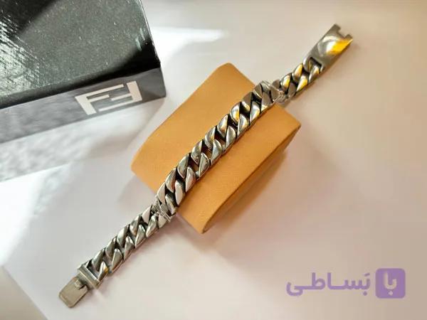 دستبند کارتیر ضخیم مردانه نقره ای — تصویر 1