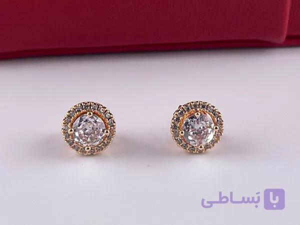 گوشواره ژوپینگ دور نگین کریستالی — تصویر 1