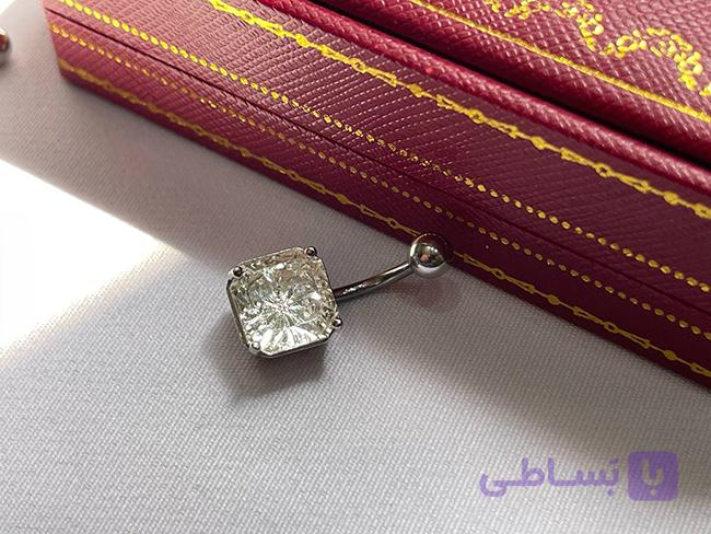 پیرسینگ ناف تک نگین مربعی — تصویر 1