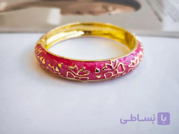 دستبند میناکاری قرمز طرح گل کد 10937 — تصویر 1
