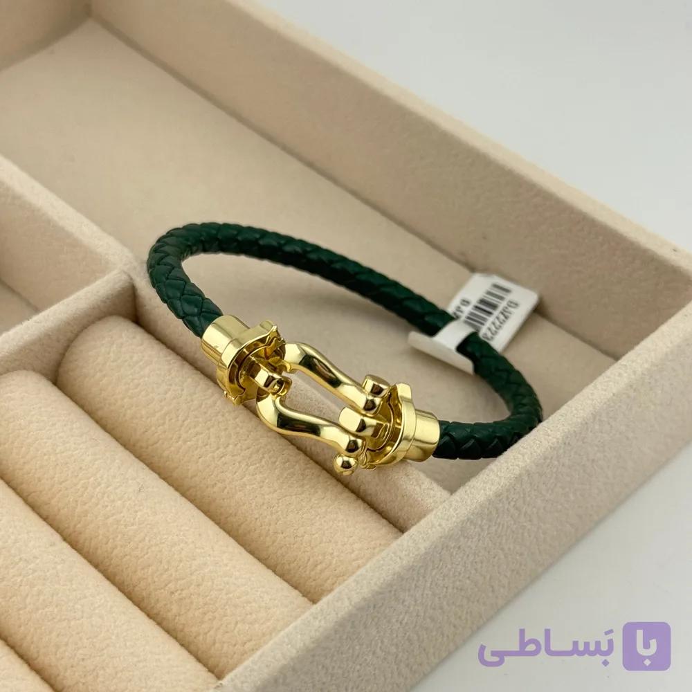 دستبند چرمی طرح فِرِد (Fred) طلایی — تصویر 1
