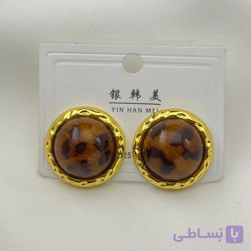 گوشواره پلنگی قاب طلایی — تصویر 1