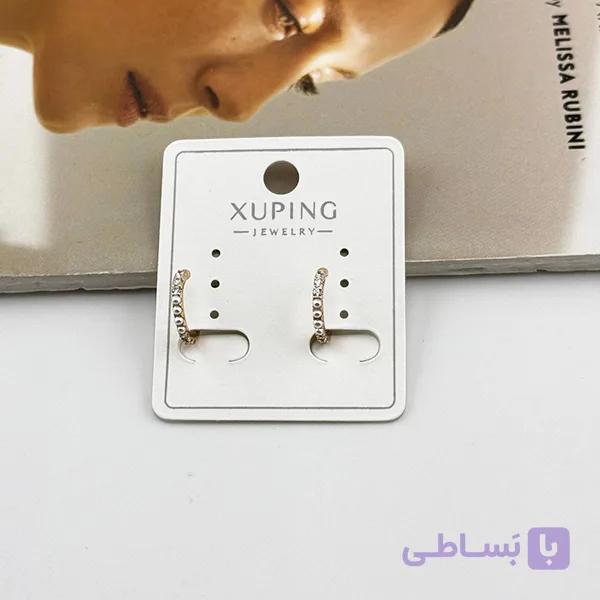 گوشواره ژوپینگ طلایی با ردیف مرواریدهای ریز