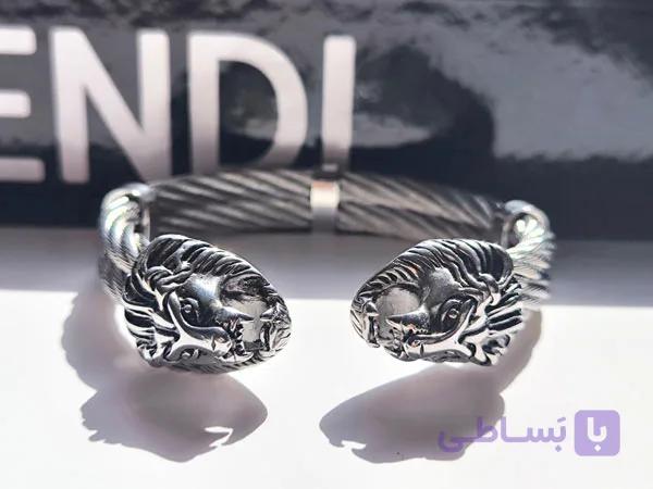 دستبند بنگل شیر گنگ مفتولی — تصویر 1