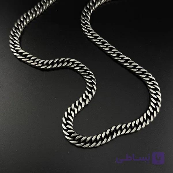 گردنبند سیاه قلم 9 میل براق با قفل کتابی — تصویر 1