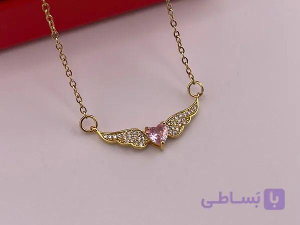 گردنبند بال فرشته فول نگین — تصویر 1