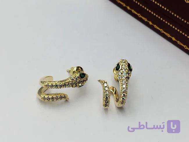 گوشواره زنانه مار طلایی طرح جواهر کد gh18 — تصویر 1