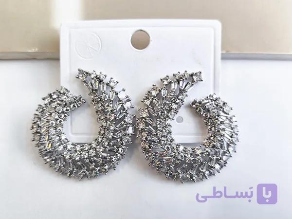 گوشواره زنانه مجلسی پرنگین کد 10733 — تصویر 1