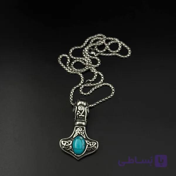 گردنبند وایکینگی گنگ با فیروزه آبی — تصویر 1