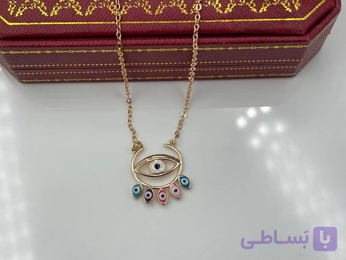 گردنبند چشم با آویزهای چشم رنگی — تصویر 1