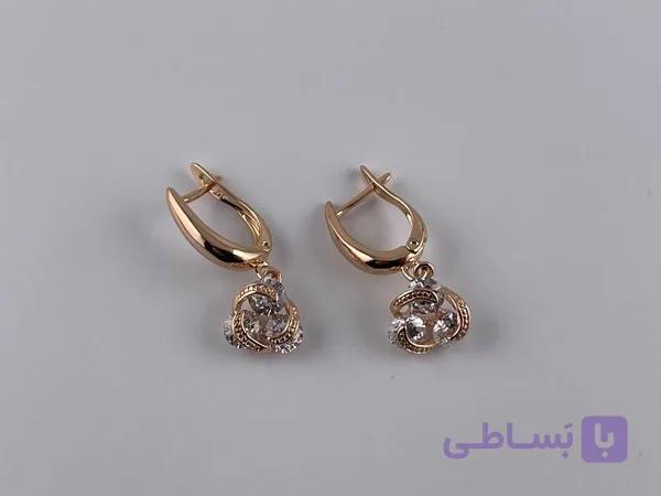 گوشواره ژوپینگ نگین سه تایی — تصویر 1