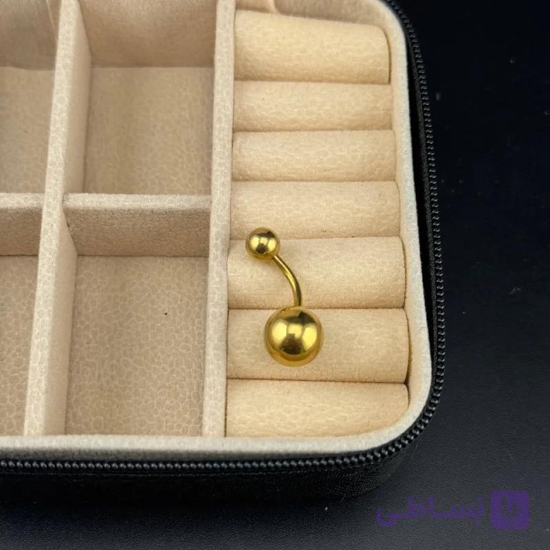 پیرسینگ ناف ساده طلایی براق