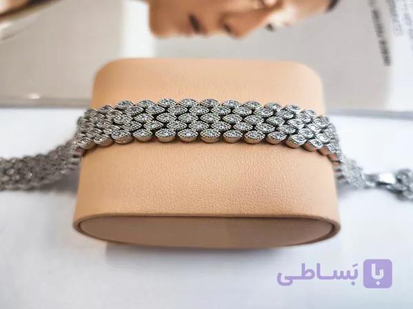 دستبند مجلسی ژوپینگ تمام نگین کد 10957 — تصویر 1