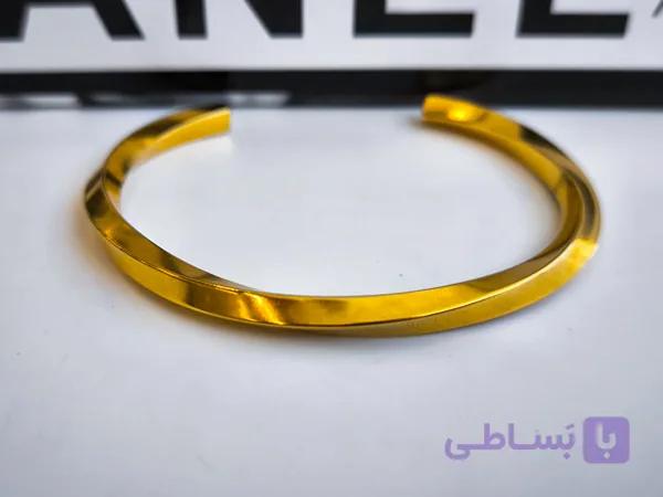 بنگل پیچی استیل مردانه طلایی کد 10700 — تصویر 1