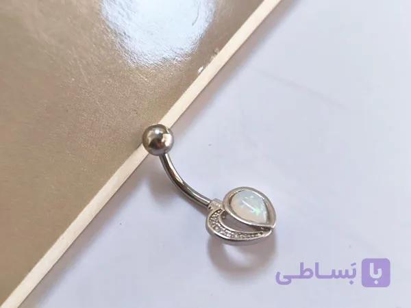 پیرسینگ طرح قلب نقره ای ناف — تصویر 1